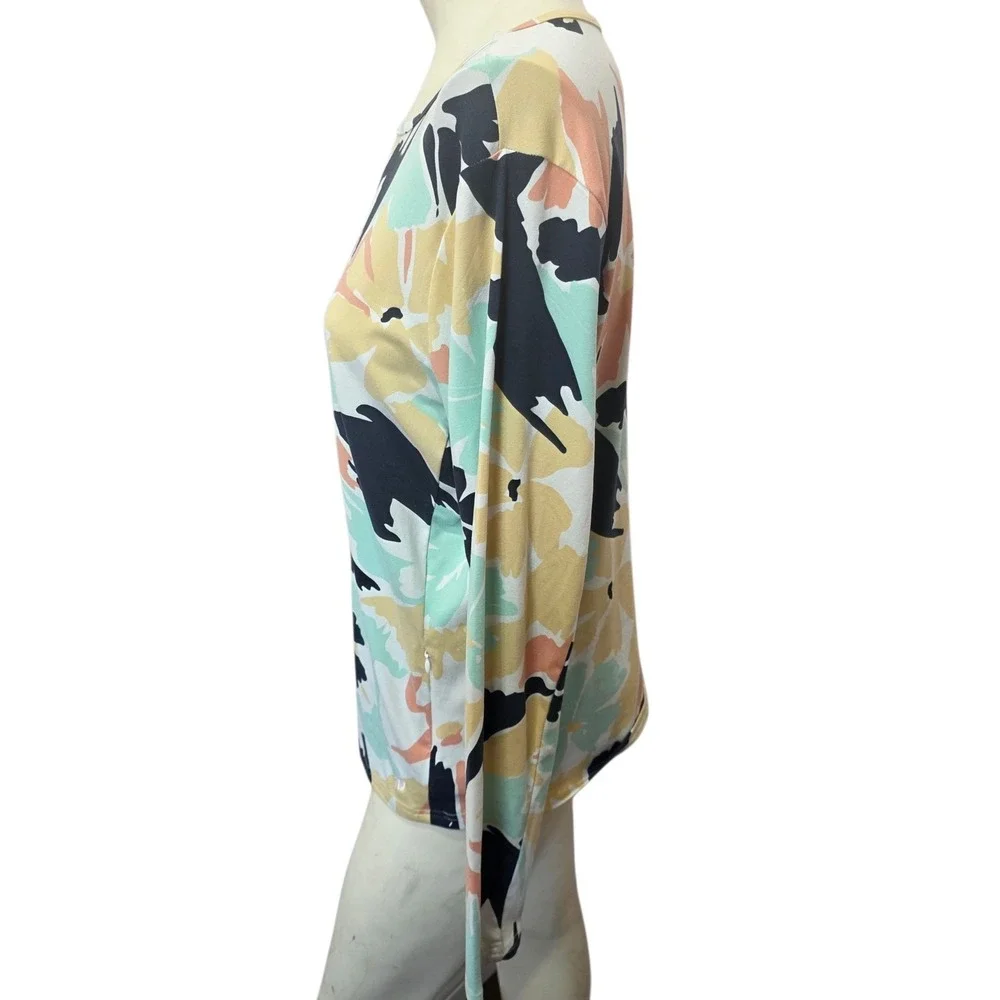 Hang Ten UPF 50 Floral Long Sleeve Swim Shirt Rash Guard Top Large